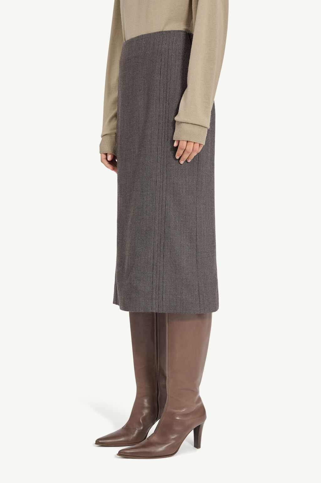 MM6 Maison Margiela Light Tweed Midi Skirt