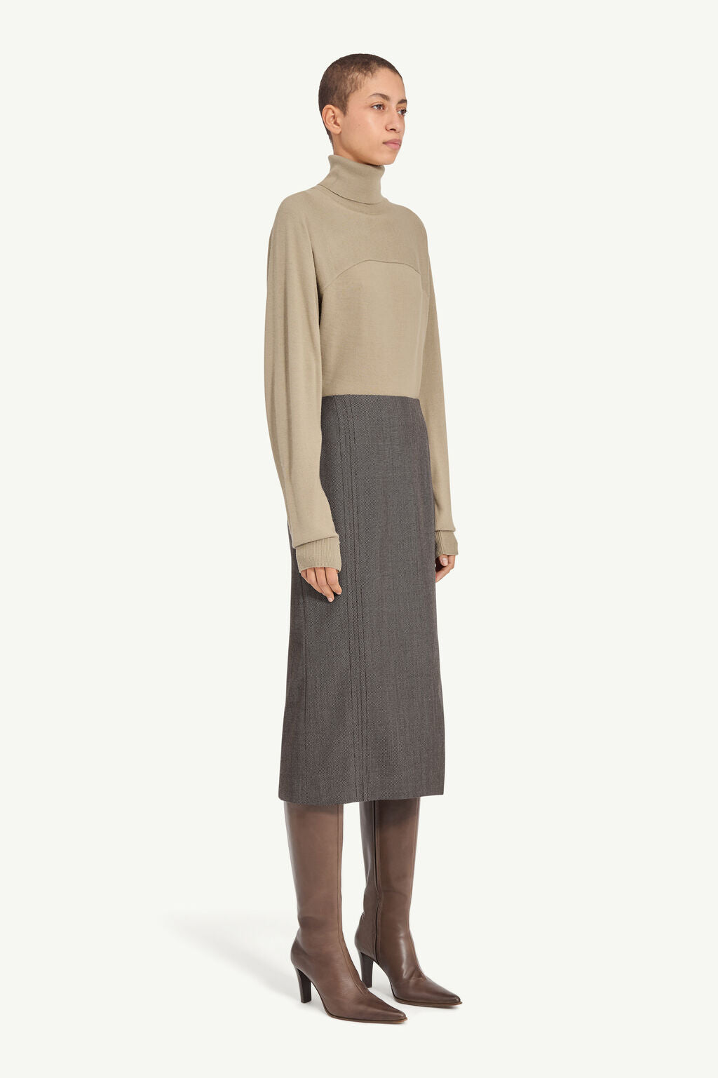 MM6 Maison Margiela Light Tweed Midi Skirt