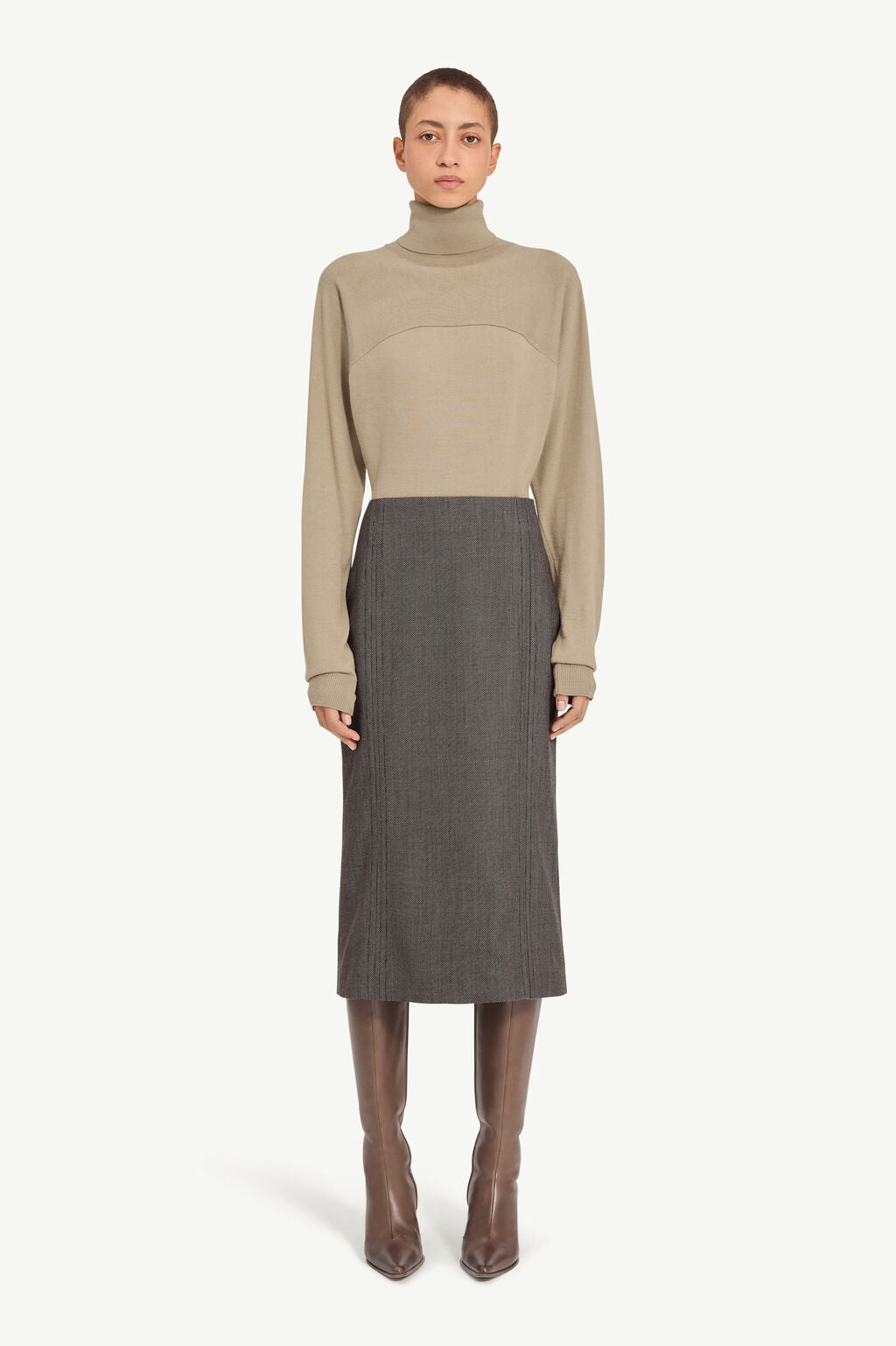 MM6 Maison Margiela Light Tweed Midi Skirt