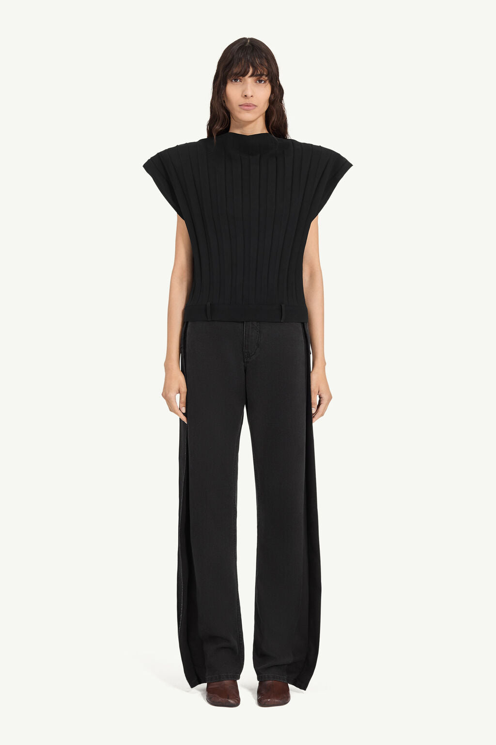 MM6 Maison Margiela Pleated Sleeveless Top - Black