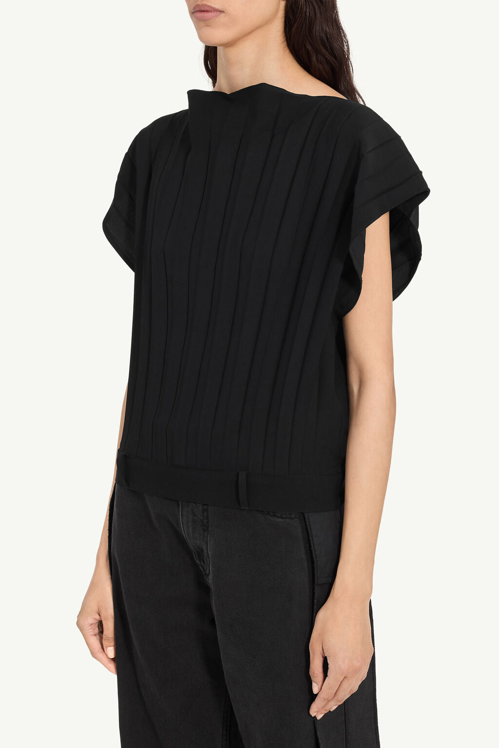MM6 Maison Margiela Pleated Sleeveless Top - Black