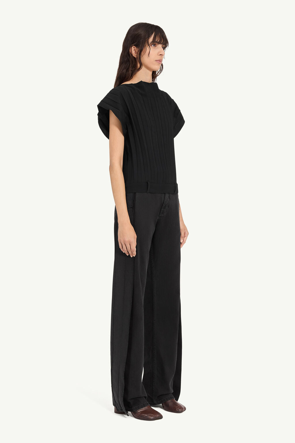MM6 Maison Margiela Pleated Sleeveless Top - Black