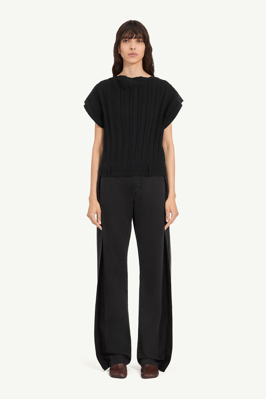 MM6 Maison Margiela Pleated Sleeveless Top - Black