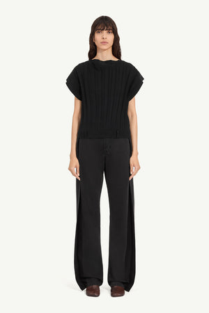MM6 Maison Margiela Pleated Sleeveless Top - Black