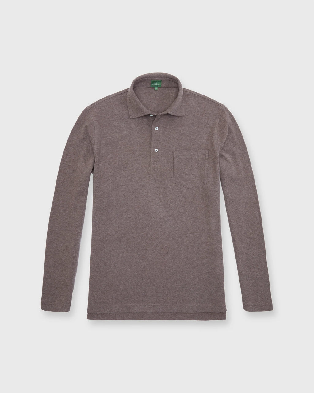 Sid Mashburn Long-Sleeved Polo Heathered Oat Pima Pique