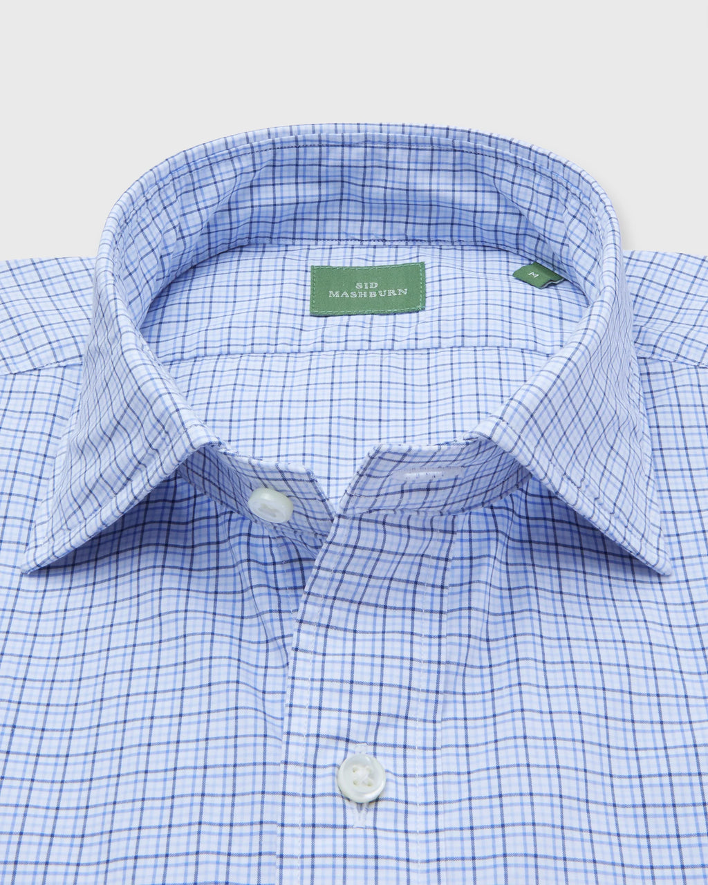 Sid Mashburn Spread Collar Sport Shirt Blue Multi Tattersall Poplin