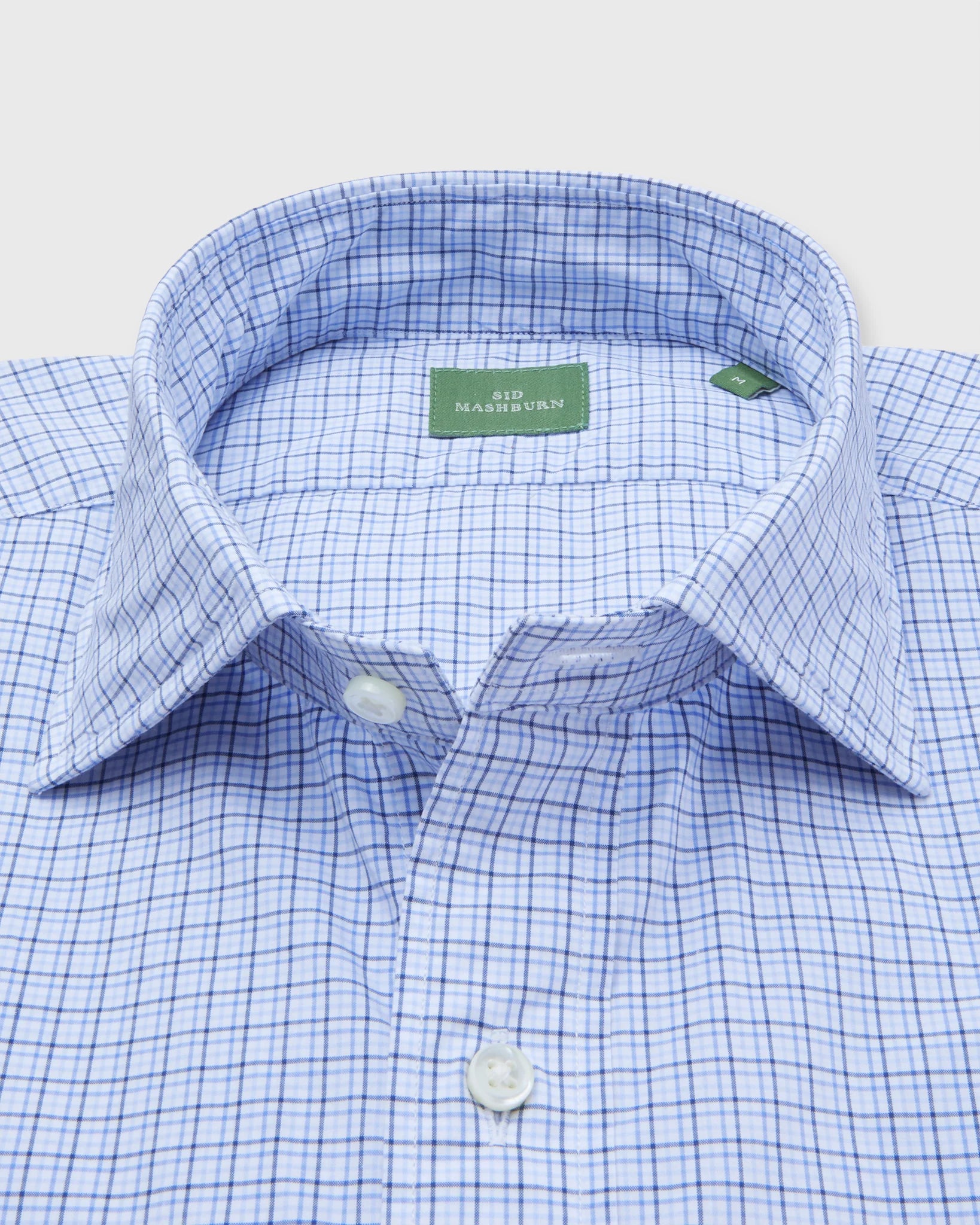 Sid Mashburn Spread Collar Sport Shirt Blue Multi Tattersall Poplin
