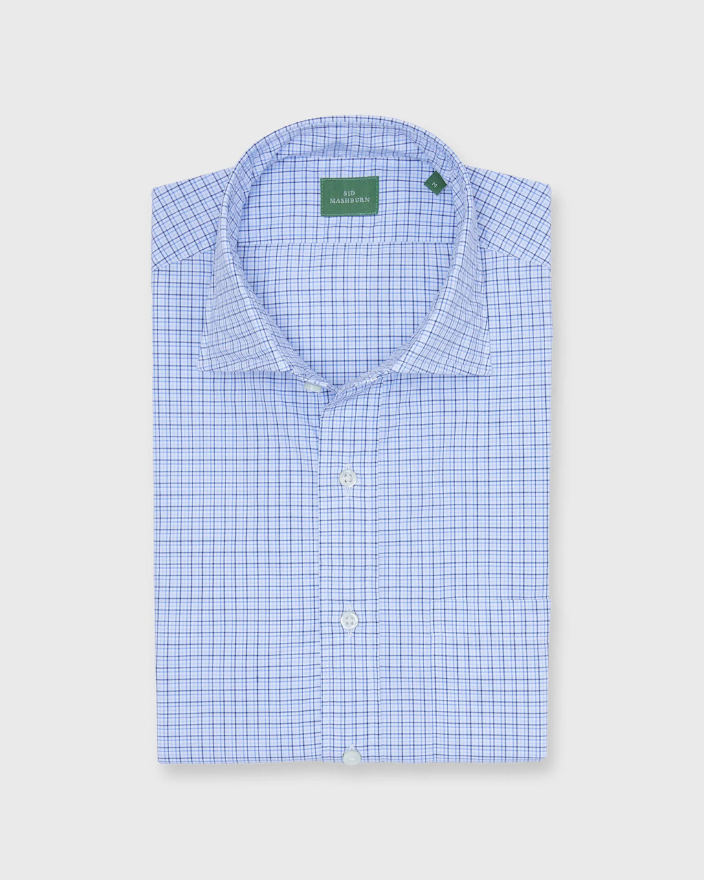 Sid Mashburn Spread Collar Sport Shirt Blue Multi Tattersall Poplin