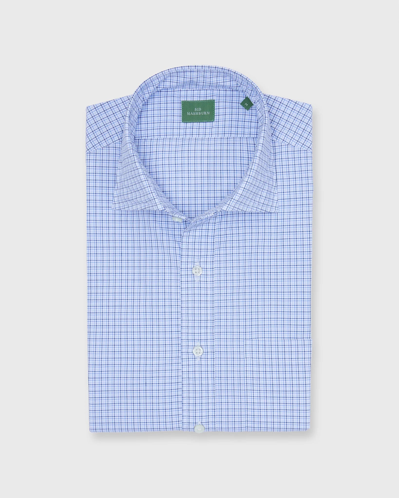 Sid Mashburn Spread Collar Sport Shirt Blue Multi Tattersall Poplin