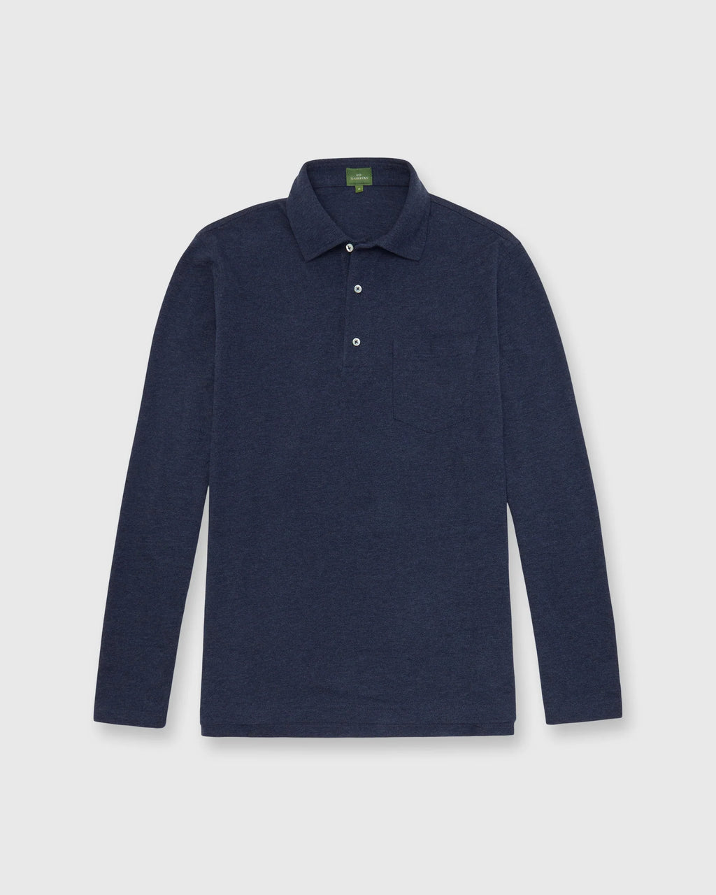 Sid Mashburn Long-Sleeved Polo Heather Denim Pima Pique