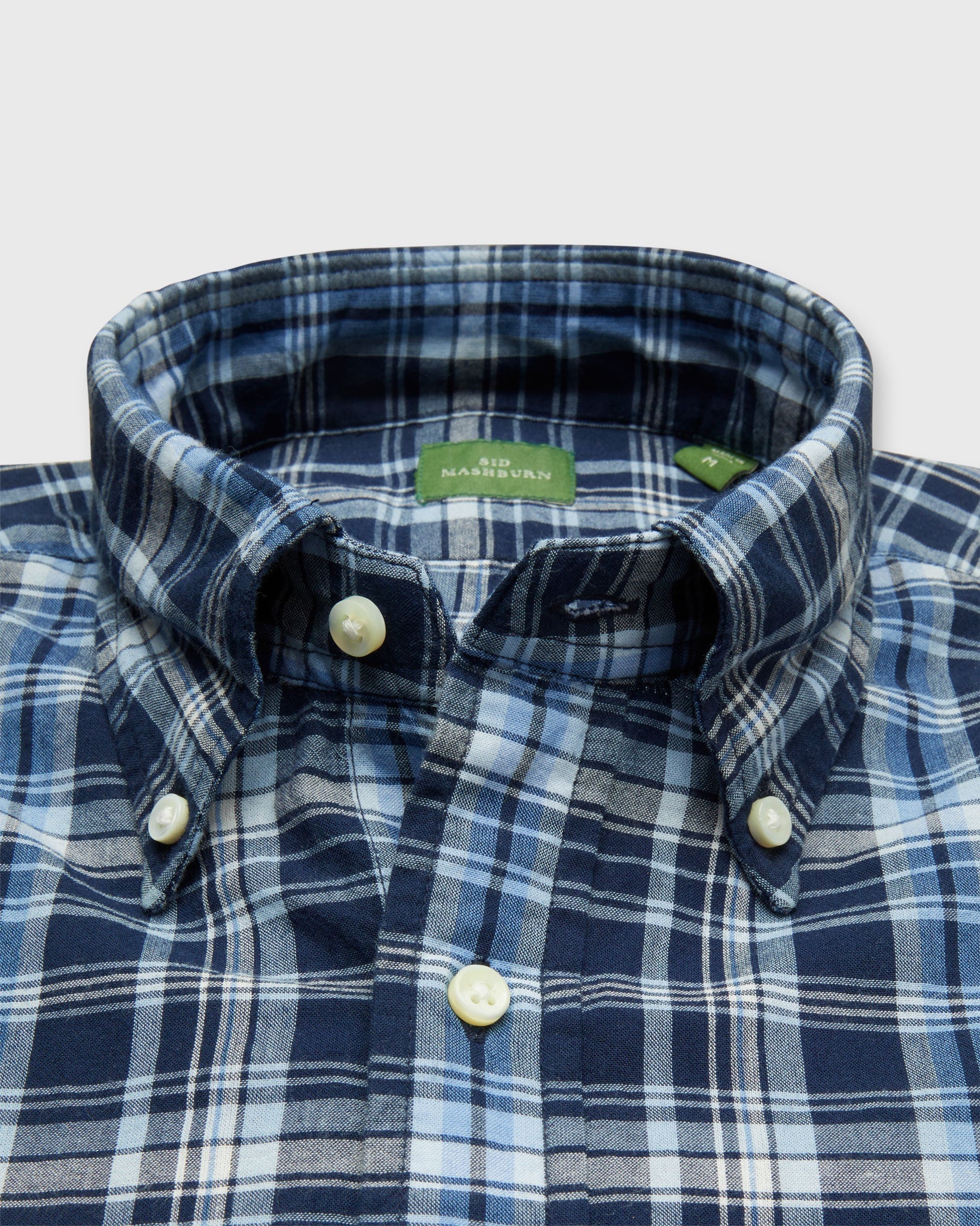 Sid Mashburn Button-Down Sport Shirt - Blue/Sky/Bone Madras