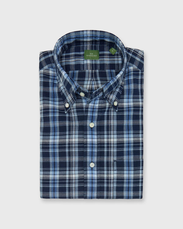 Sid Mashburn Button-Down Sport Shirt Blue/Sky/Bone Madras