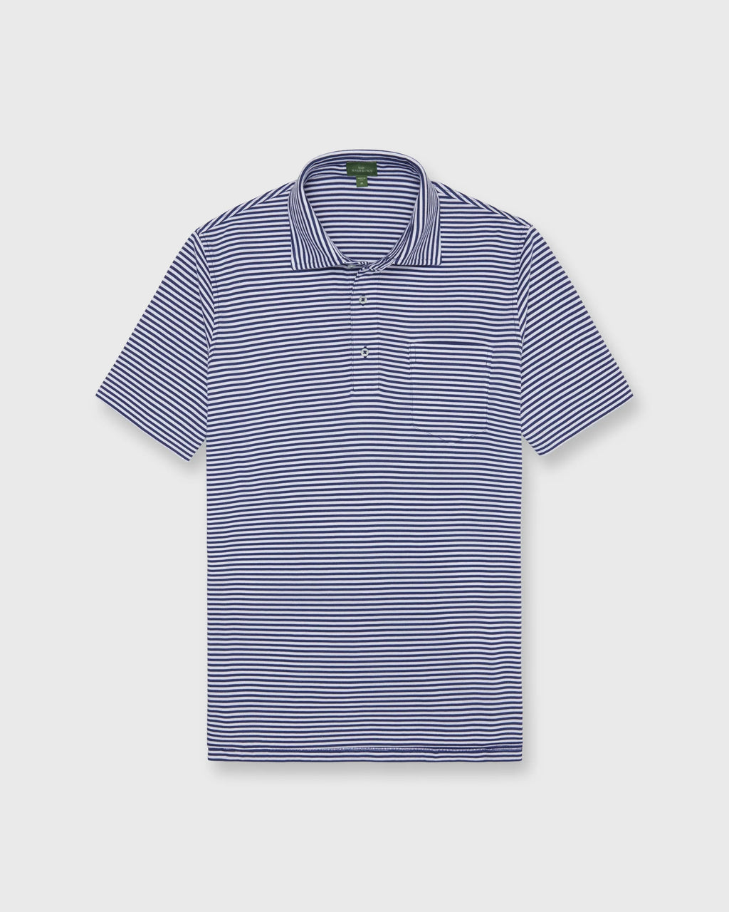 Sid Mashburn Short-Sleeved Polo Ink/White Stripe Jersey