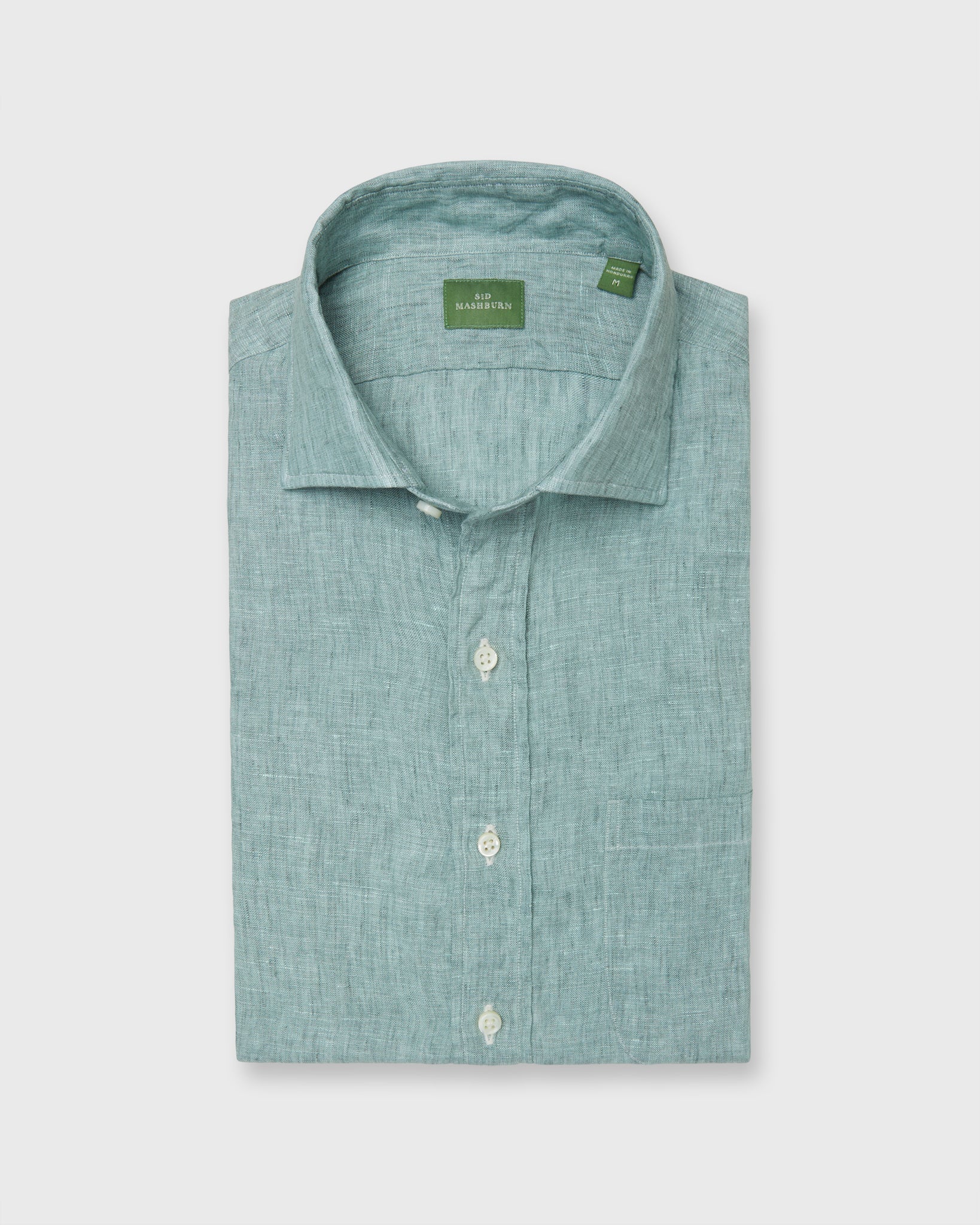 Sid Mashburn Spread Collar Linen Sport Shirt - Thyme