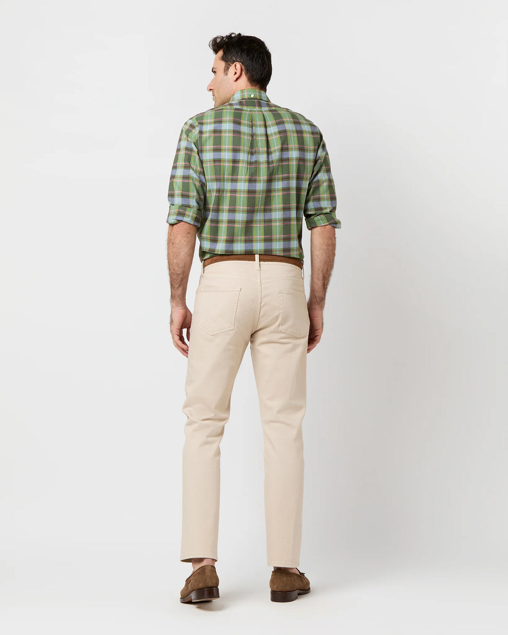 Sid Mashburn Button-Down Sport Shirt - Green/Red/Sky Madras