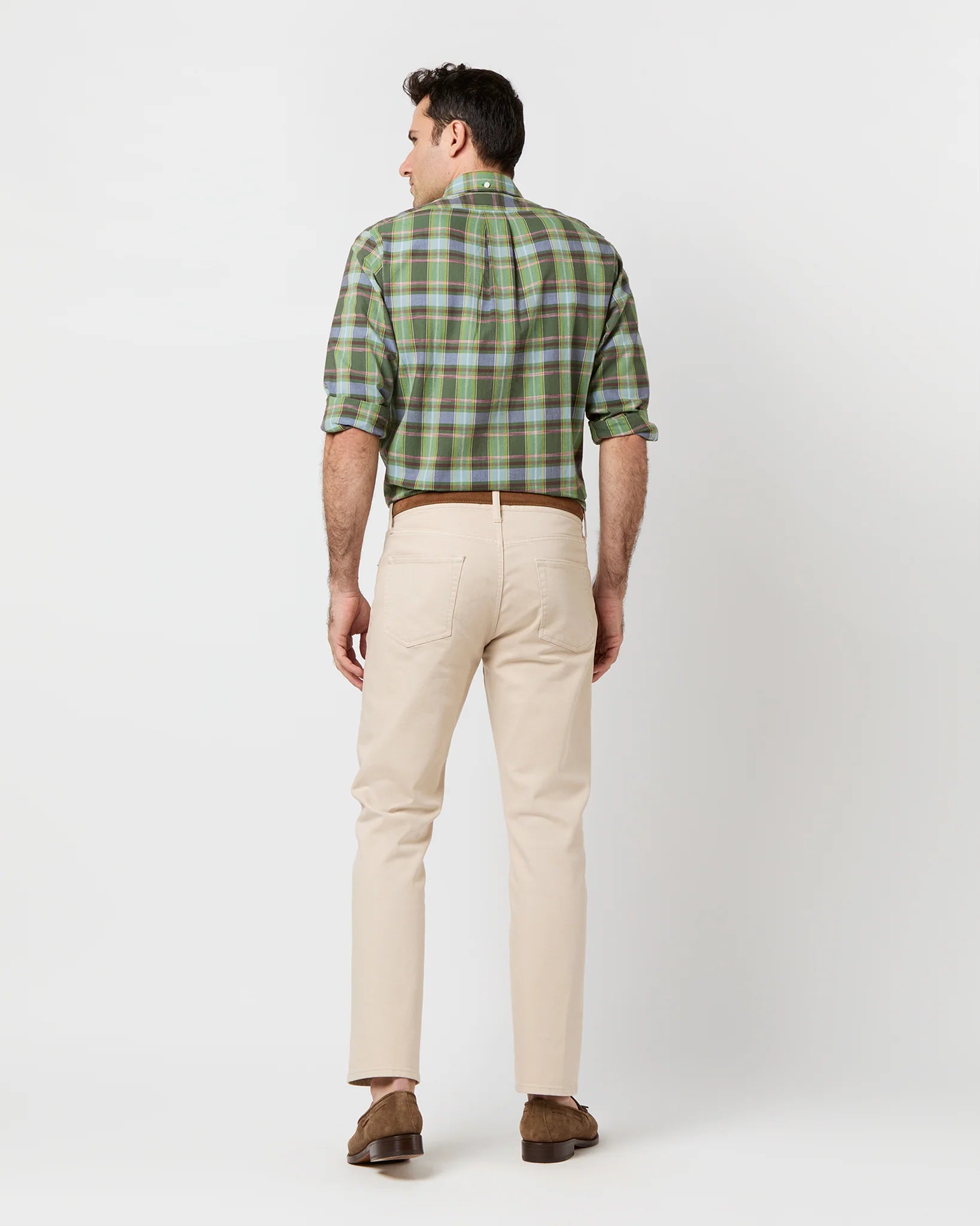 Sid Mashburn Button-Down Sport Shirt - Green/Red/Sky Madras