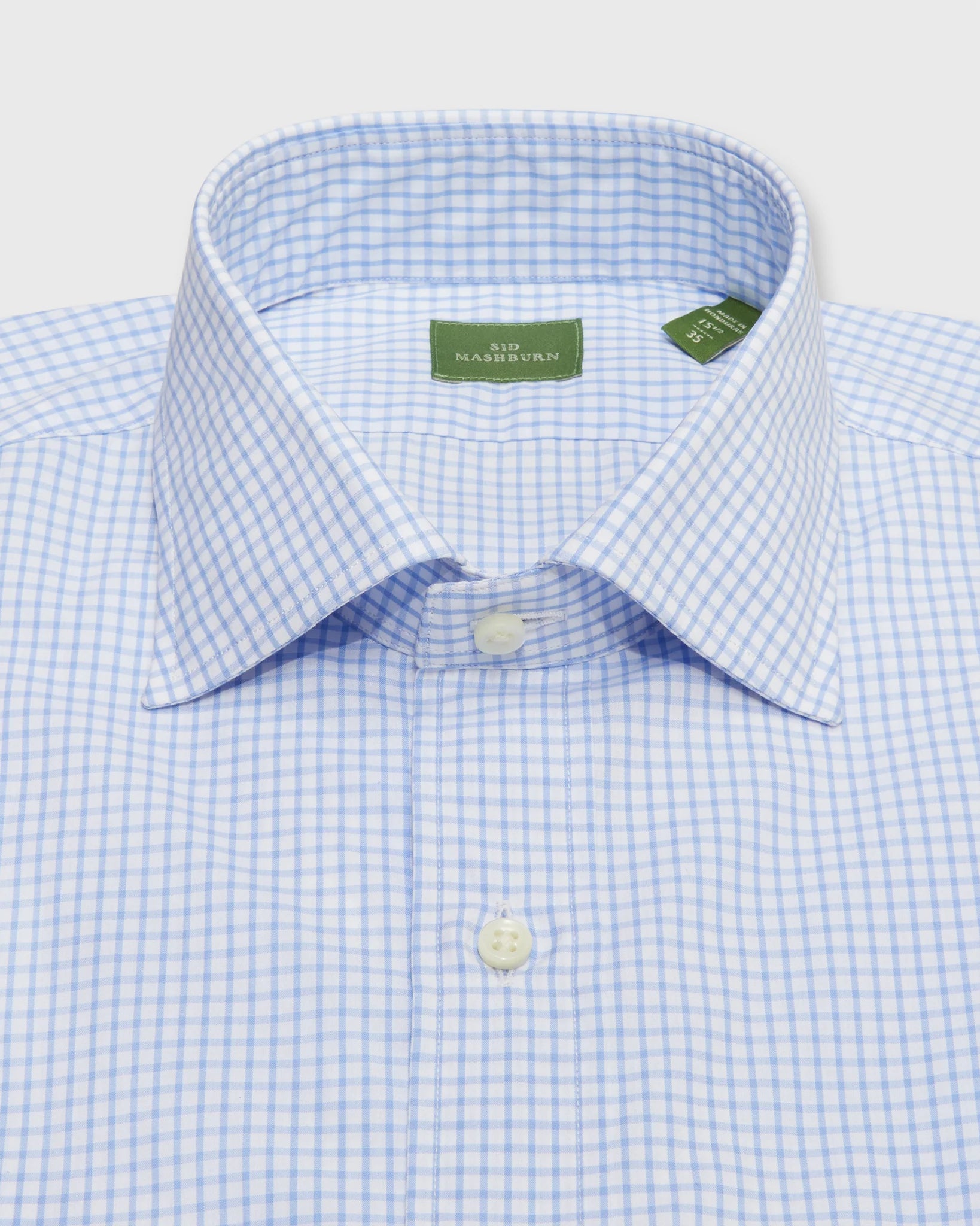 Sid Mashburn Spread Collar Dress Shirt Blue Graph Check Poplin