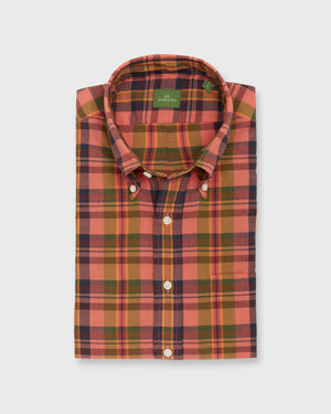 Sid Mashburn Button-Down Sport Shirt Persimmon/Olive/Navy Madras