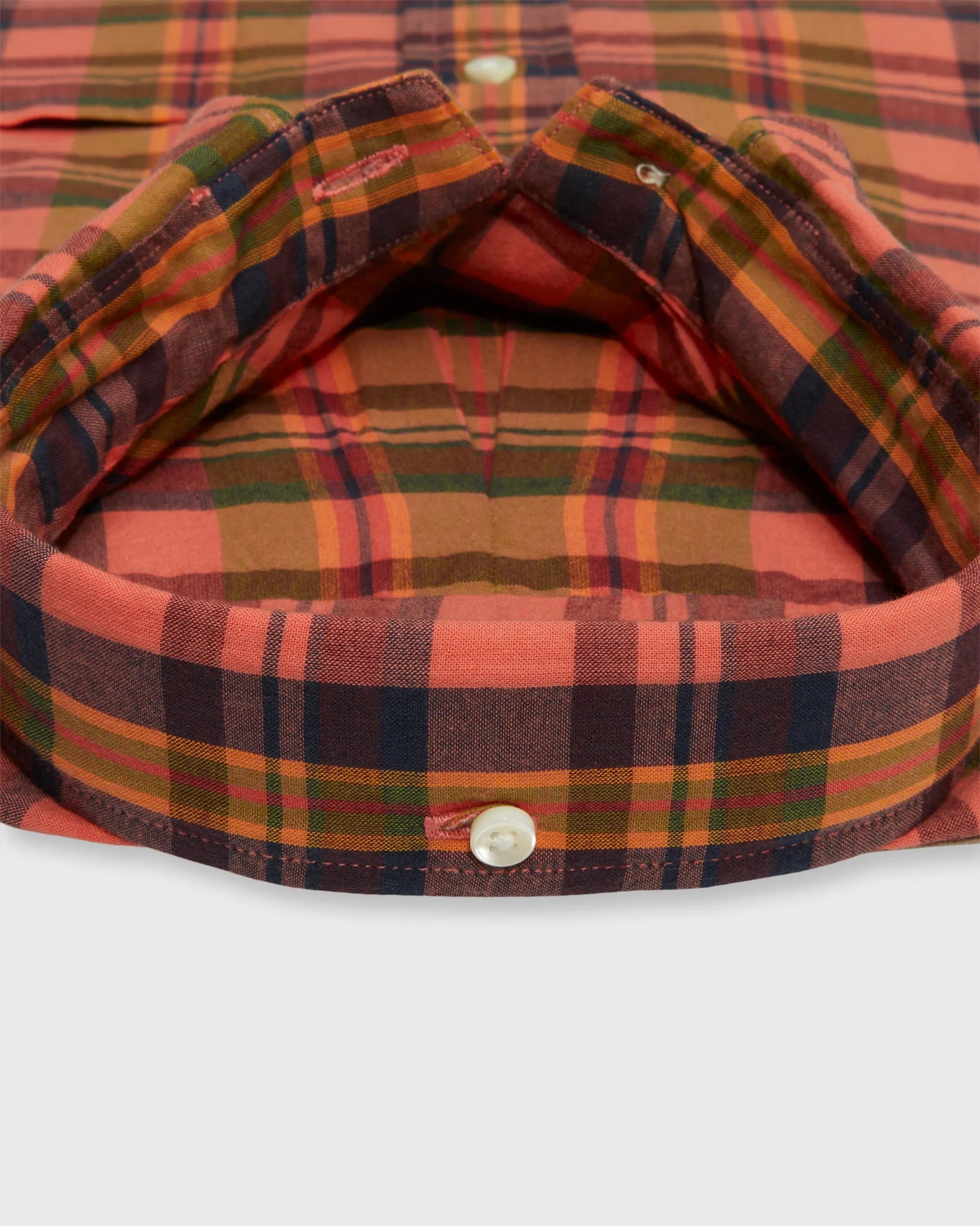 Sid Mashburn Button-Down Sport Shirt Persimmon/Olive/Navy Madras