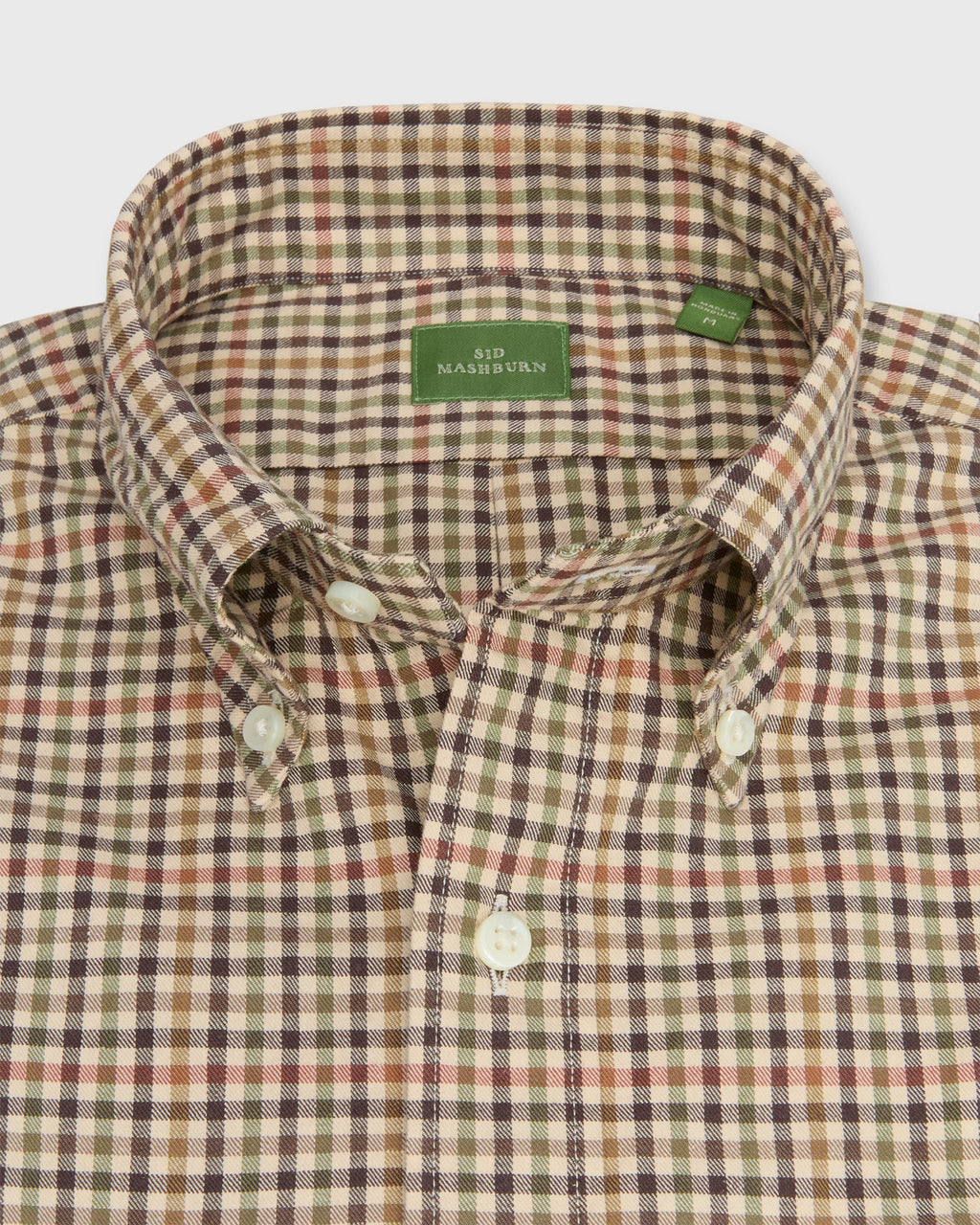 Sid Mashburn Button-Down Sport Shirt Brown/Olive/Red Guncheck Twill