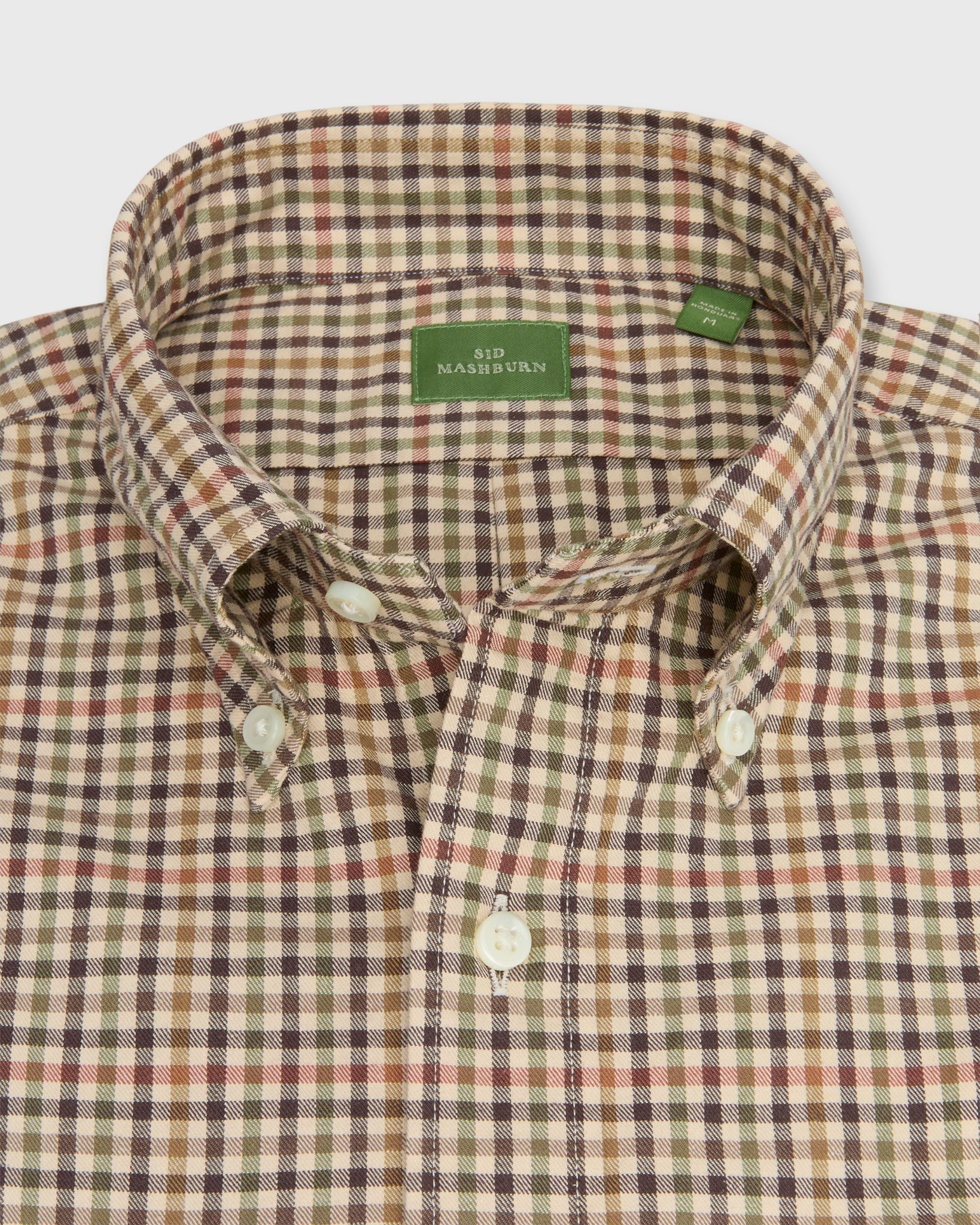 Sid Mashburn Button-Down Sport Shirt Brown/Olive/Red Guncheck Twill