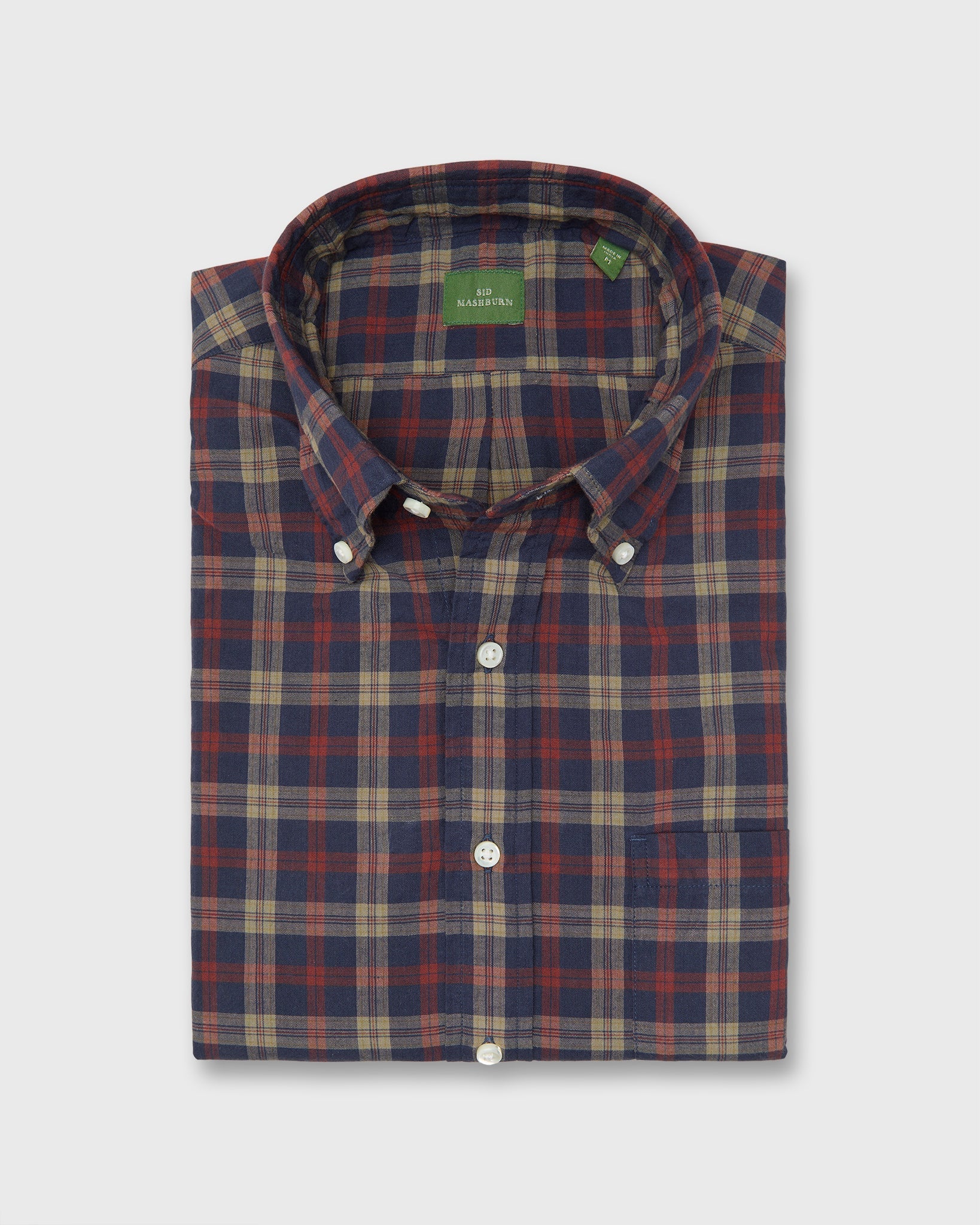 Sid Mashburn Madras Sport Shirt - Navy/Maple/Khaki