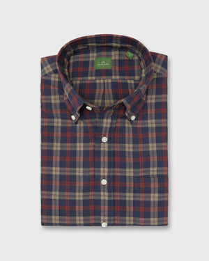 Sid Mashburn Madras Sport Shirt - Navy/Maple/Khaki