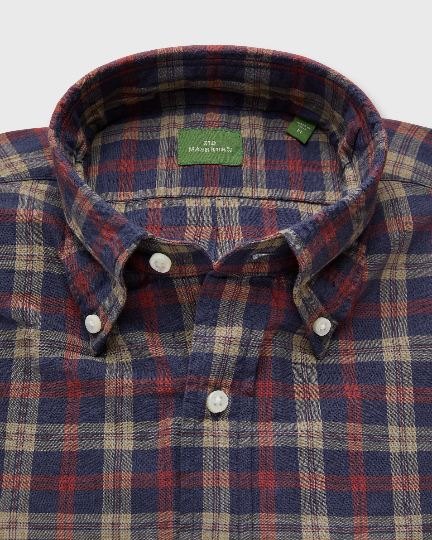 Sid Mashburn Madras Sport Shirt - Navy/Maple/Khaki