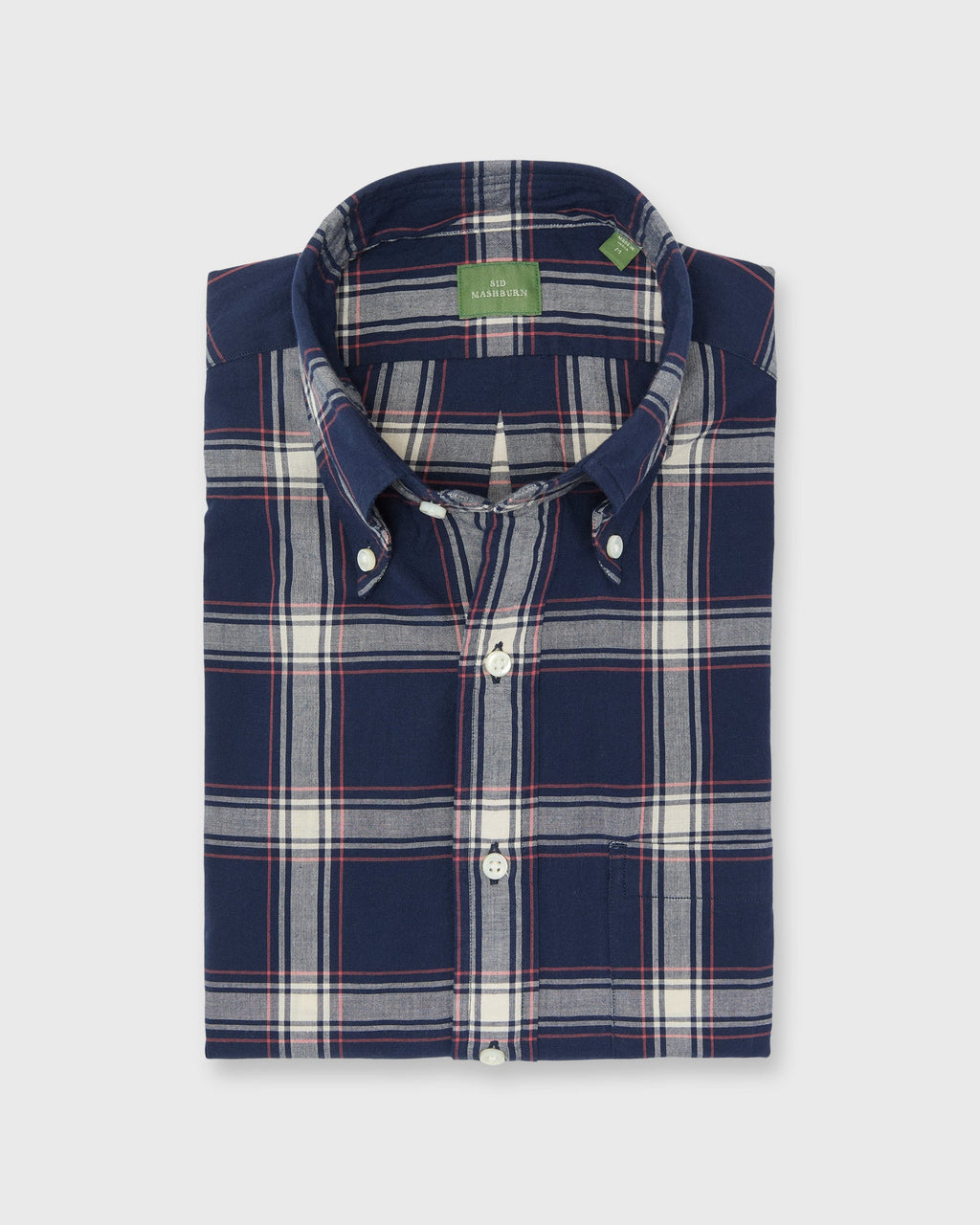 Sid Mashburn Button-Down Sport Shirt Navy/Bone/Coral Madras