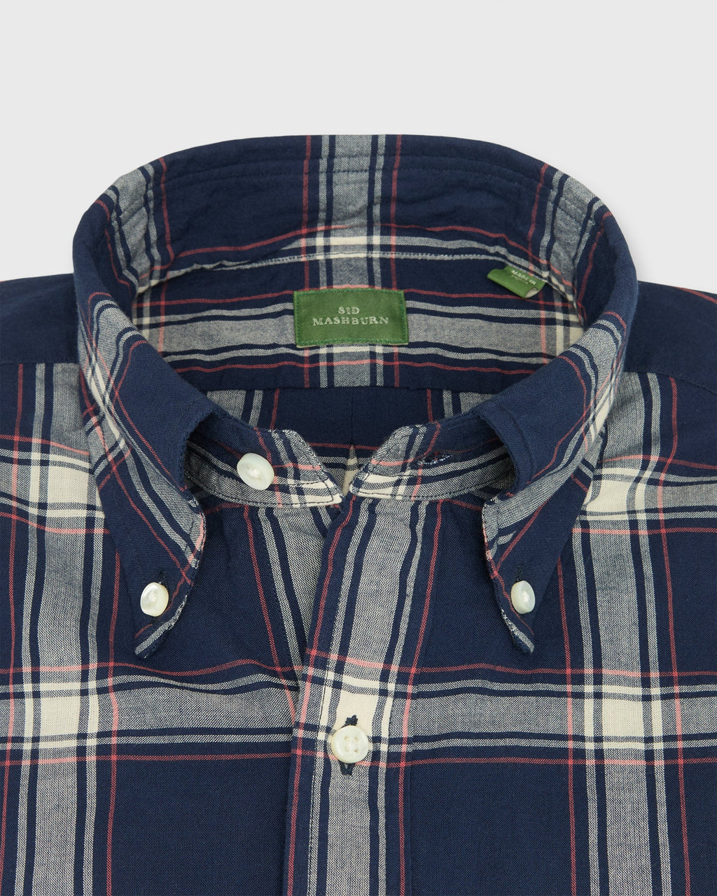 Sid Mashburn Button-Down Sport Shirt Navy/Bone/Coral Madras