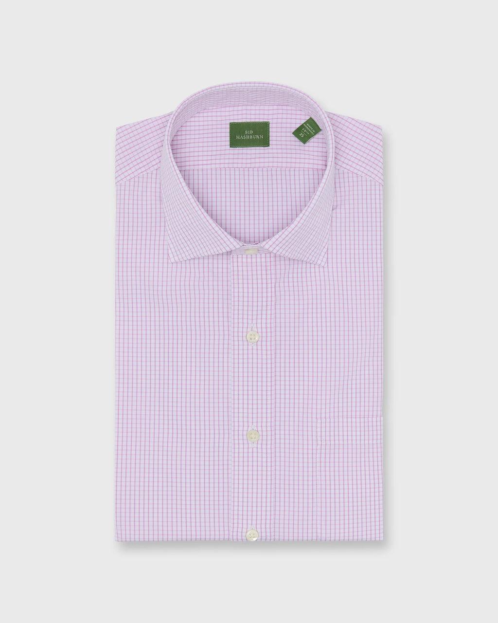 Sid Mashburn Spread Collar Dress Shirt Pink Graph Check Poplin