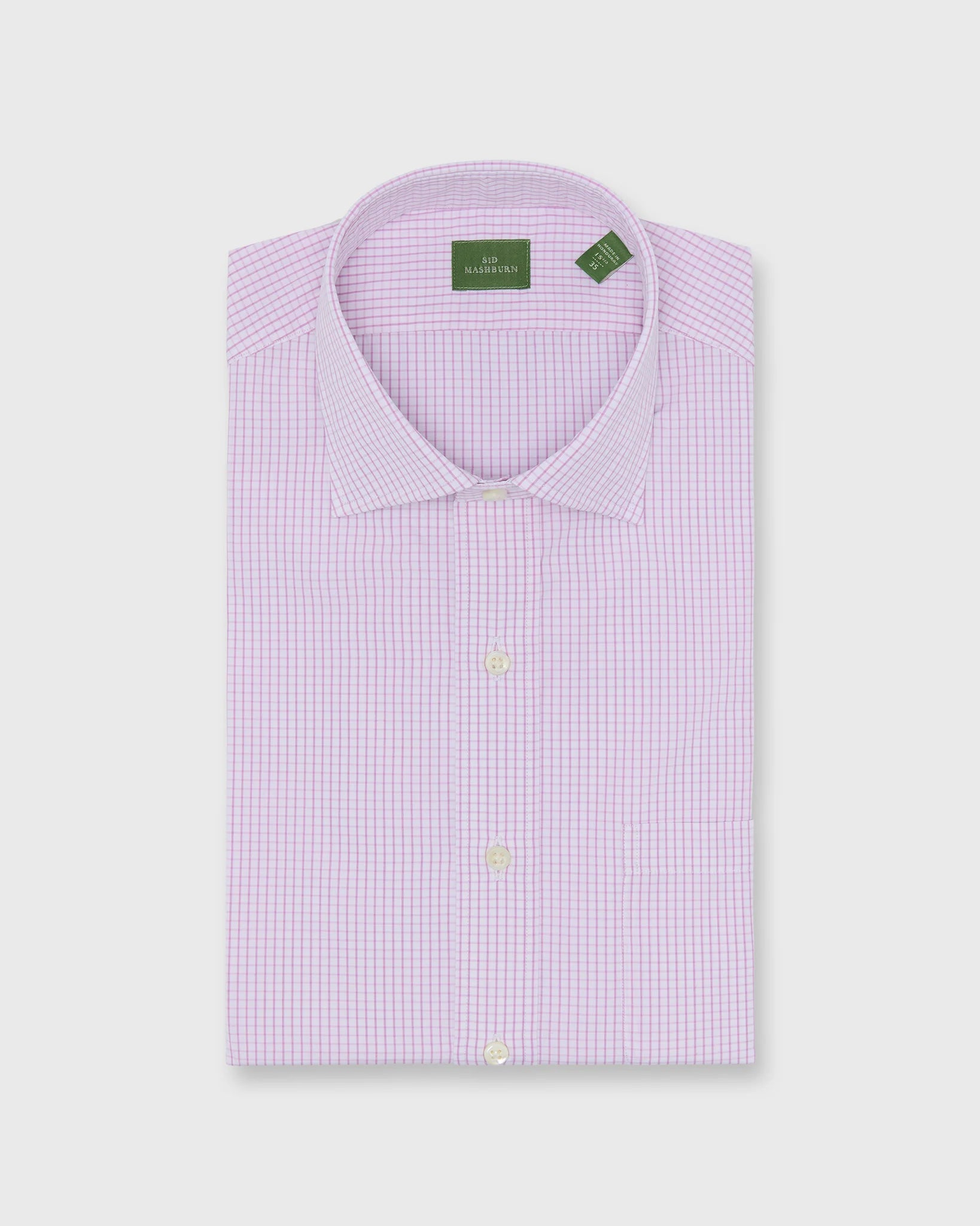 Sid Mashburn Spread Collar Dress Shirt Pink Graph Check Poplin