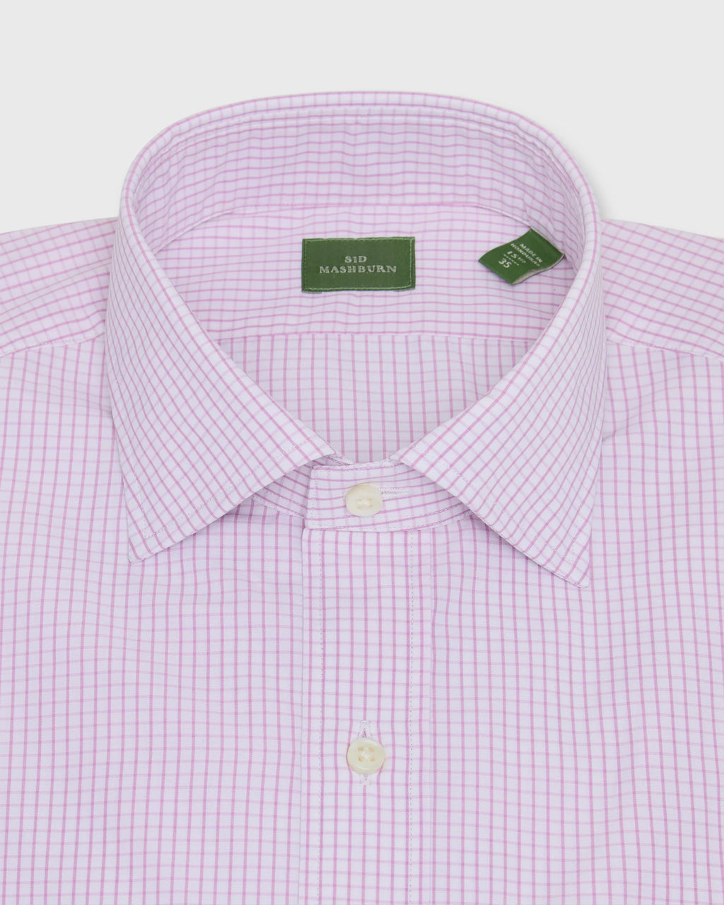 Sid Mashburn Spread Collar Dress Shirt Pink Graph Check Poplin