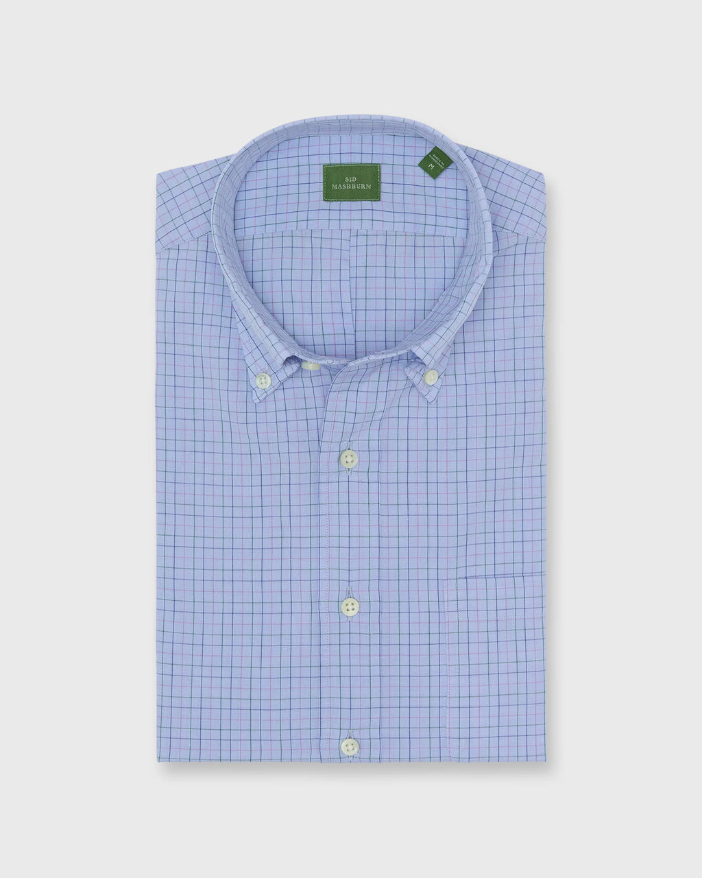 Sid Mashburn Button-Down Sport Shirt Sky/Lavender/Green Tattersall Cotolino