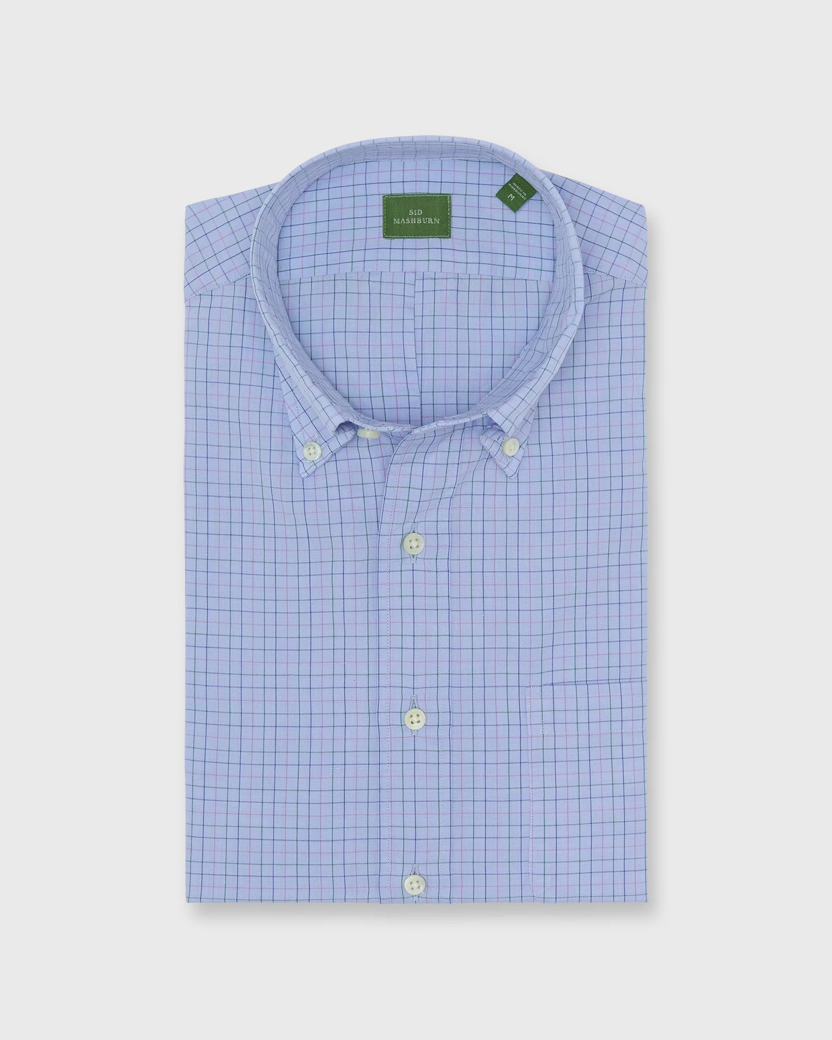 Sid Mashburn Button-Down Sport Shirt Sky/Lavender/Green Tattersall Cotolino