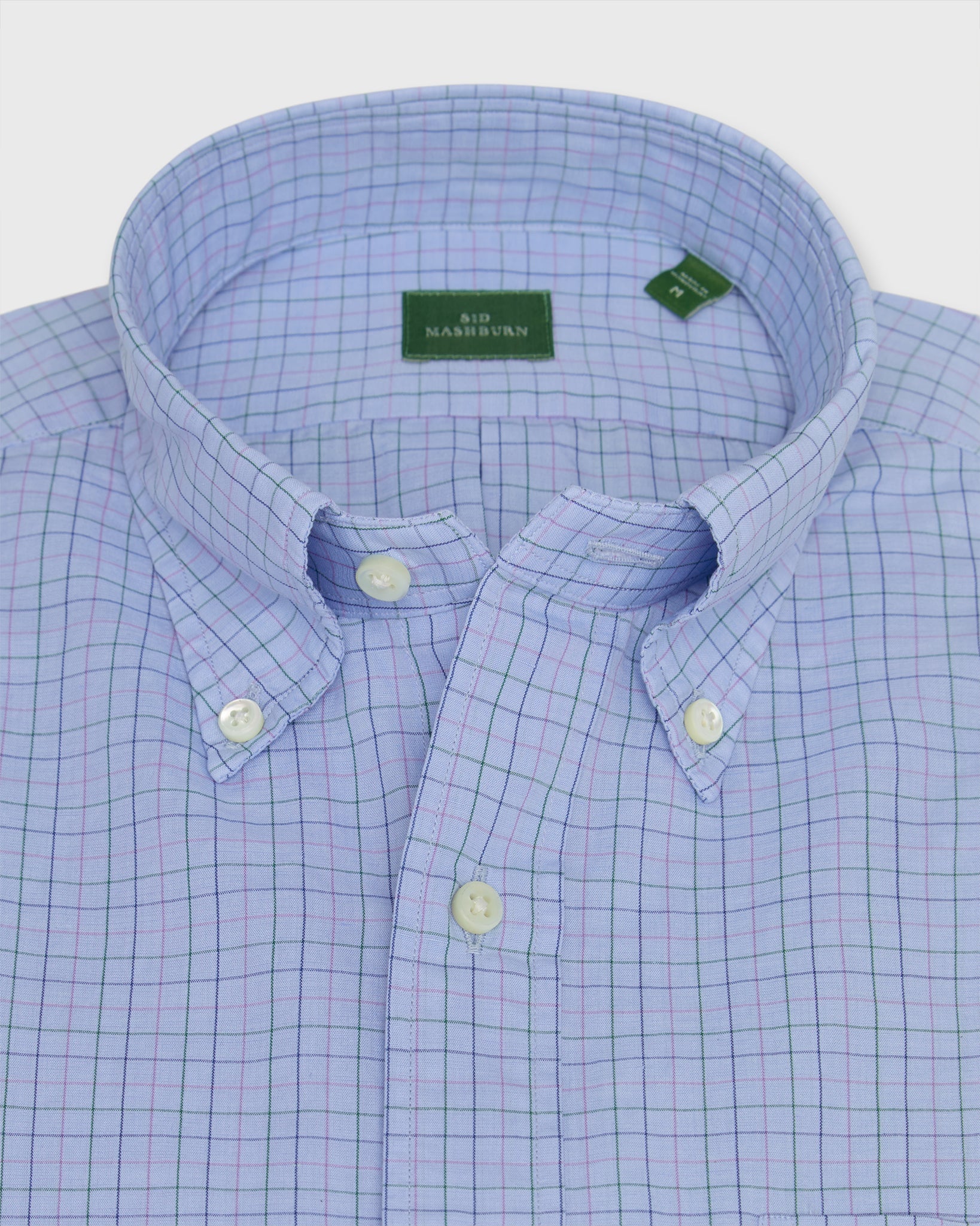 Sid Mashburn Button-Down Sport Shirt Sky/Lavender/Green Tattersall Cotolino