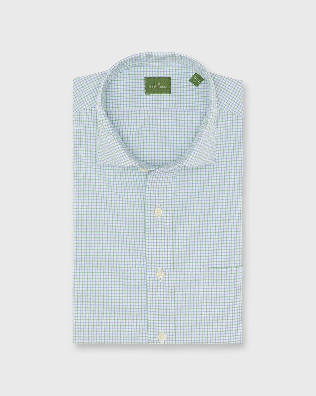 Sid Mashburn Spread Collar Sport Shirt Grass/Sky Tattersall Poplin