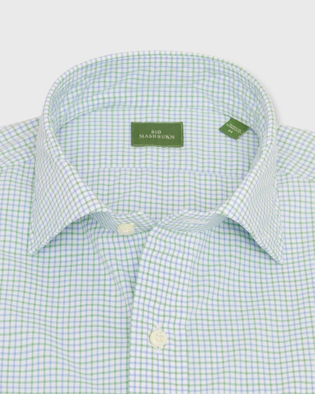 Sid Mashburn Spread Collar Sport Shirt Grass/Sky Tattersall Poplin