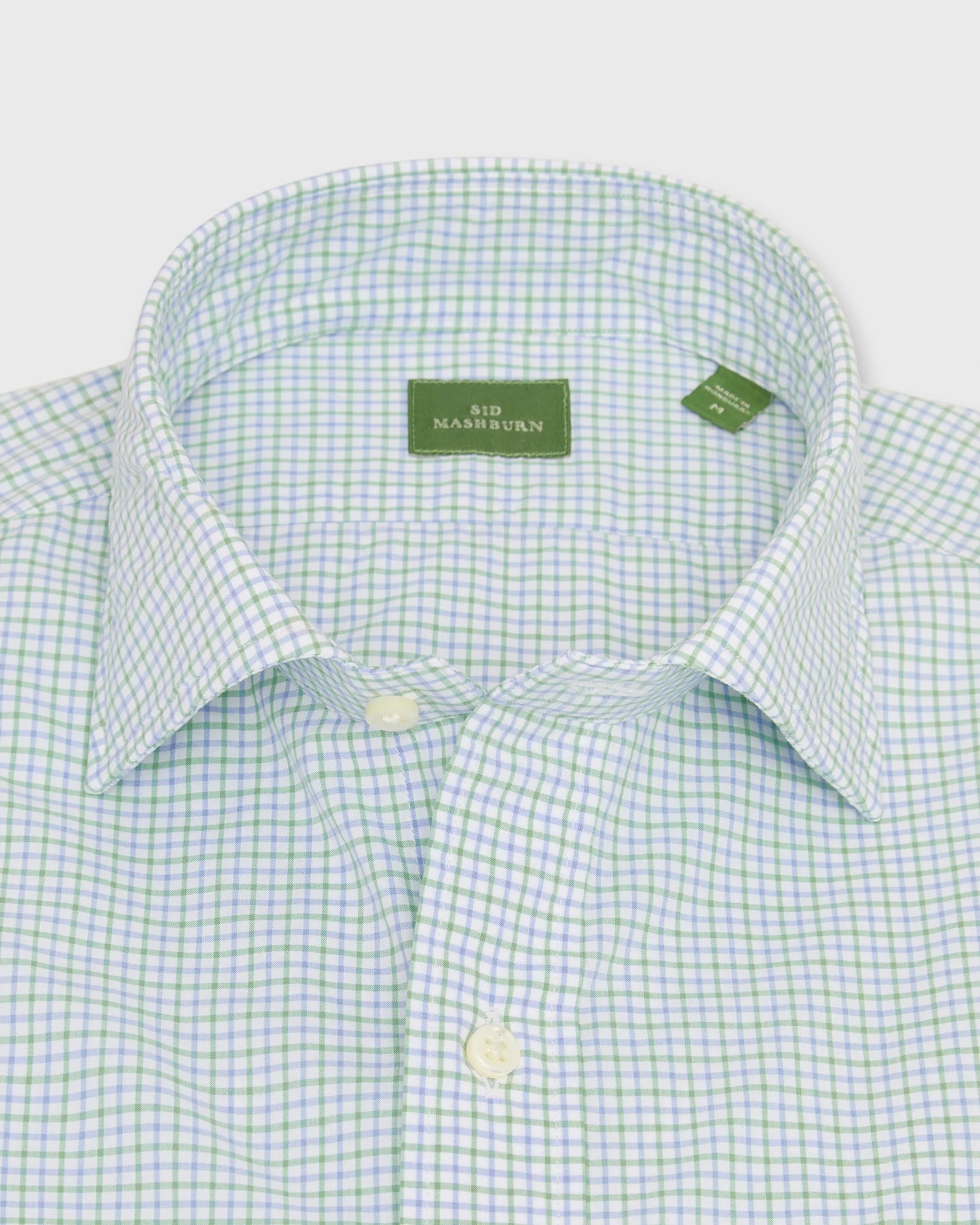 Sid Mashburn Spread Collar Sport Shirt Grass/Sky Tattersall Poplin