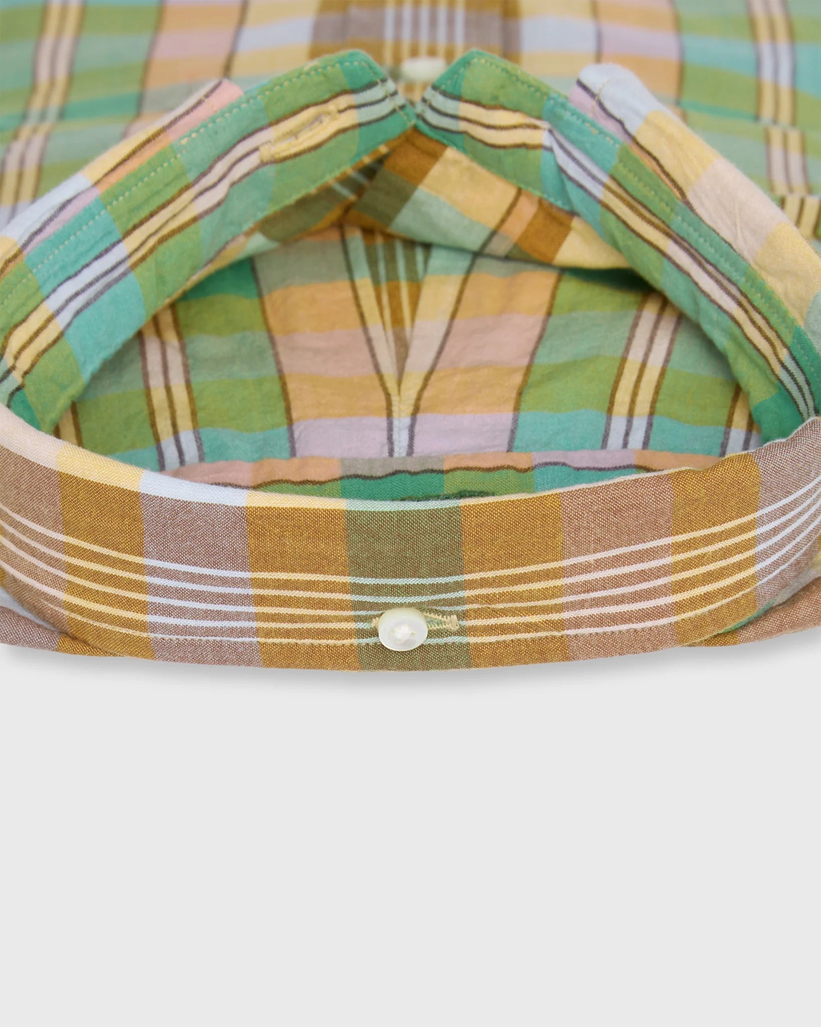 Sid Mashburn Button-Down Sport Shirt - Mango/Green/Brown Madras
