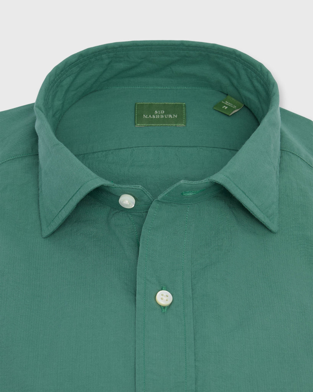 Sid Mashburn Spread Collar Sport Shirt  -Green Shadow Stripe Poplin