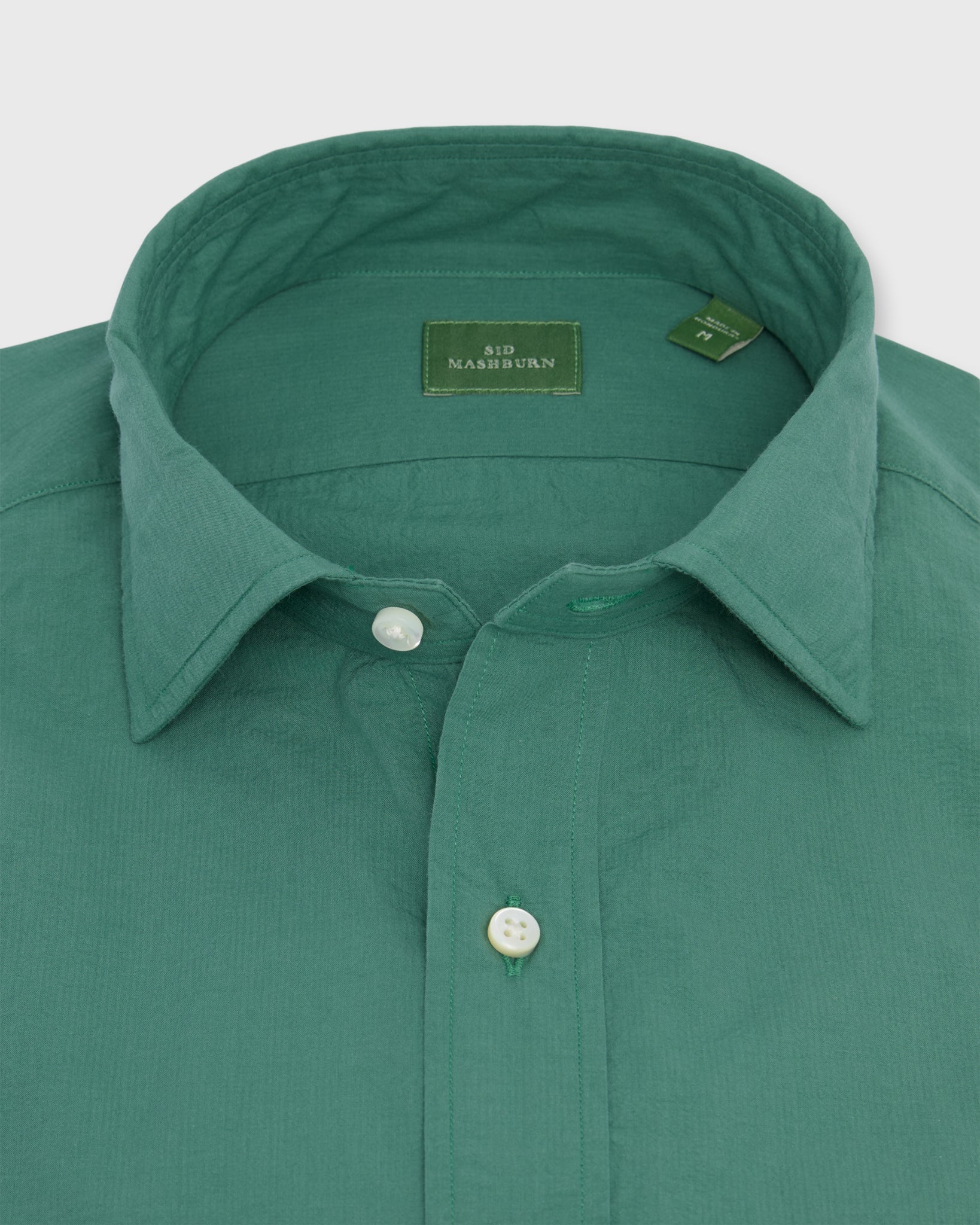 Sid Mashburn Spread Collar Sport Shirt  -Green Shadow Stripe Poplin