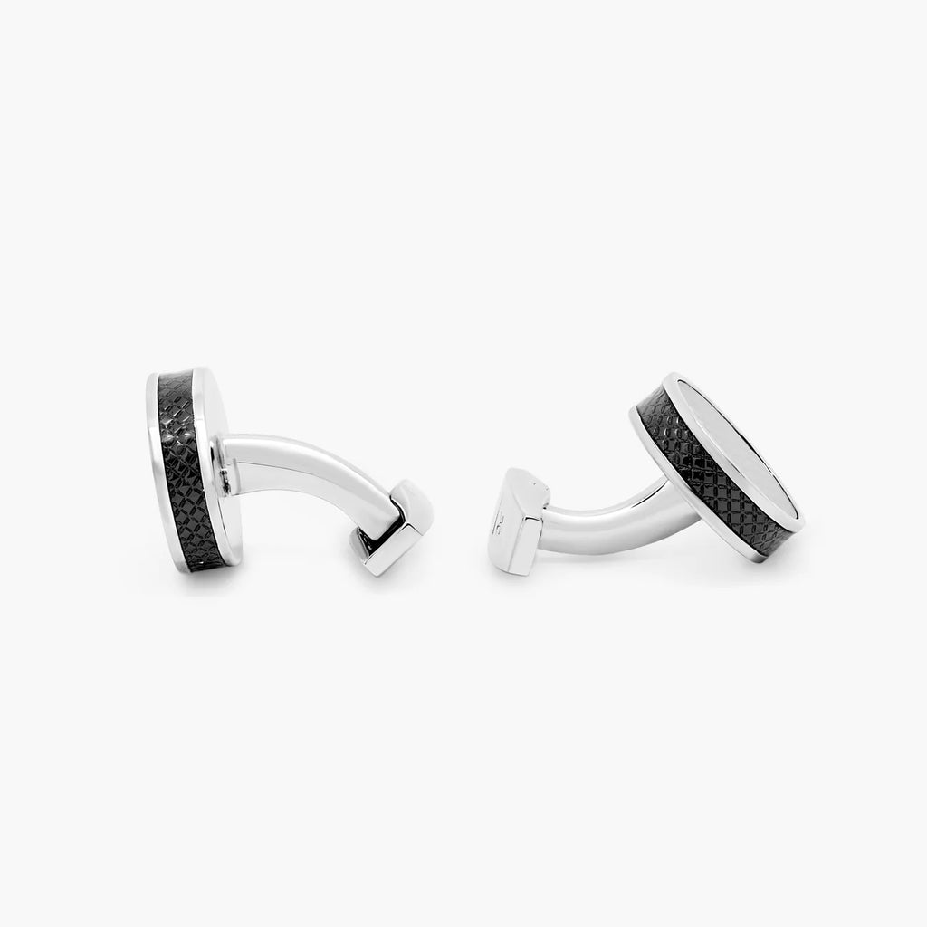 Tateossian Palladium Plated Disc Stud Set in Black