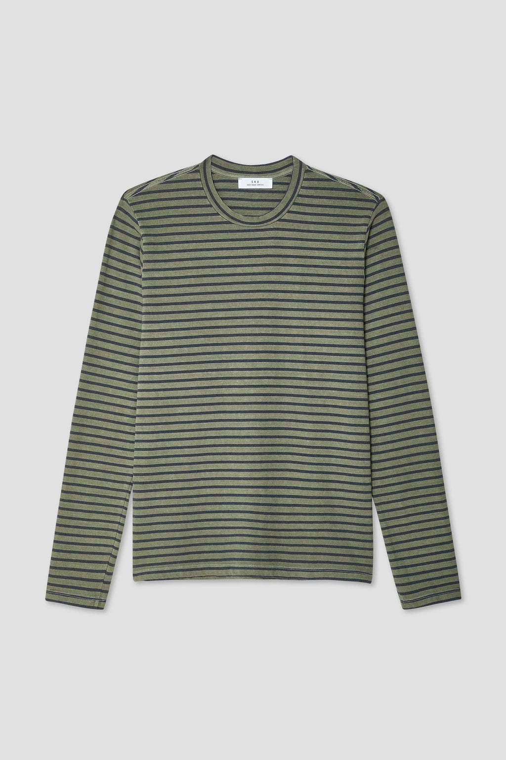 Save Khaki United LS Organic Hemp Stripe Crew Tee - Lichen