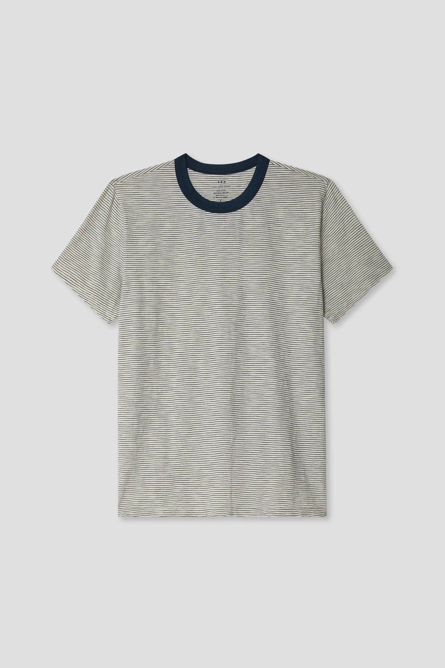 Save Khaki United SS Thin Stripe Ringer Tee - Ash