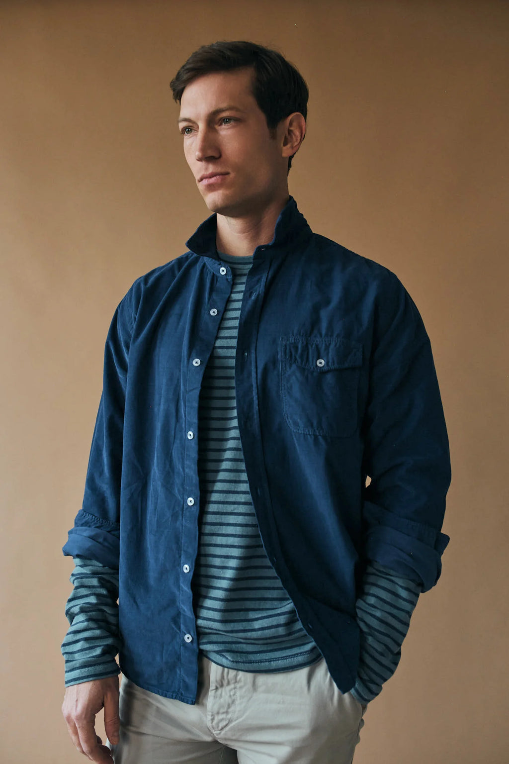 Save Khaki United Baby Cord Work Shirt - Indigo