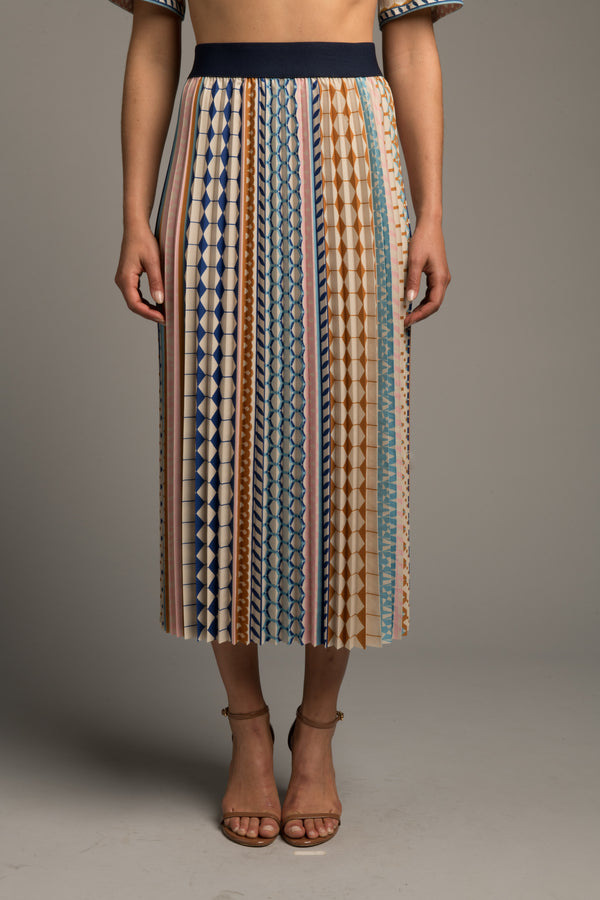 Le Superbe Moroccan Tiles Pleated Skirt