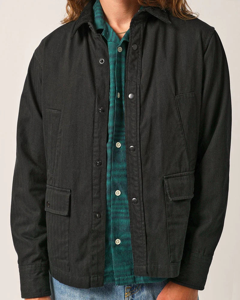 Corridor Herringbone City Barn Coat  - Black