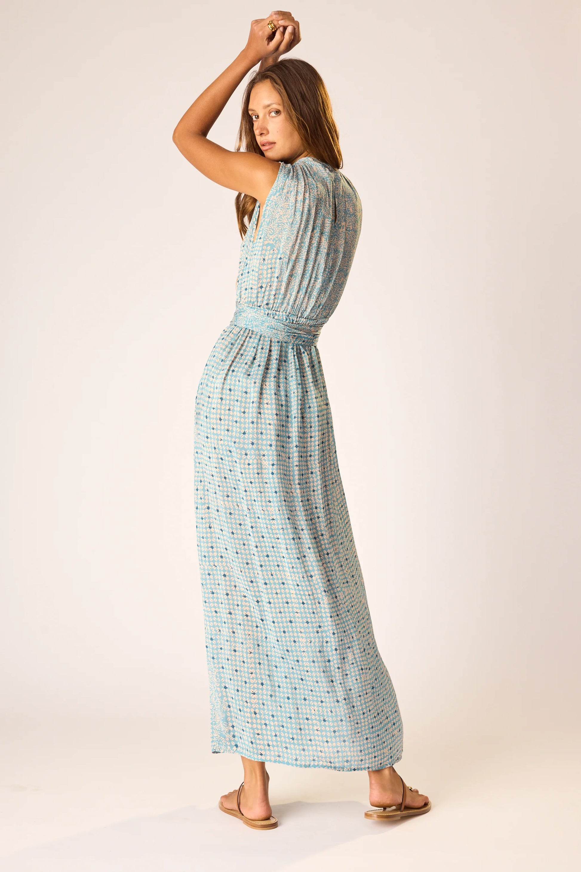 Natalie Martin Nico Sleeveless Maxi with Sash  - Delphi Sky