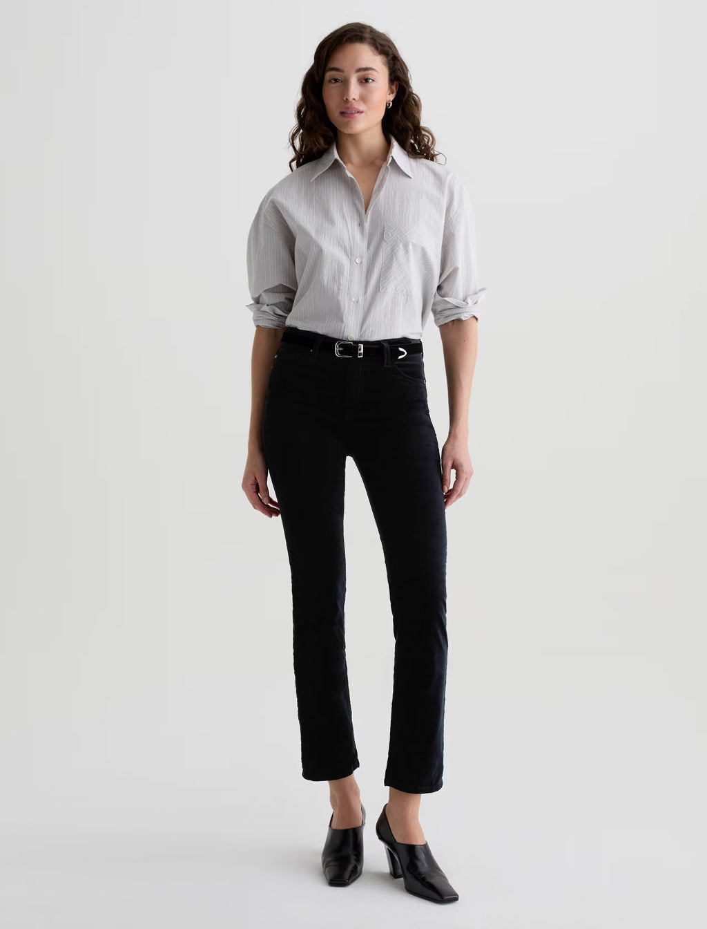 AG Mari Velvet Mid-Rise Slim Straight - Super Black